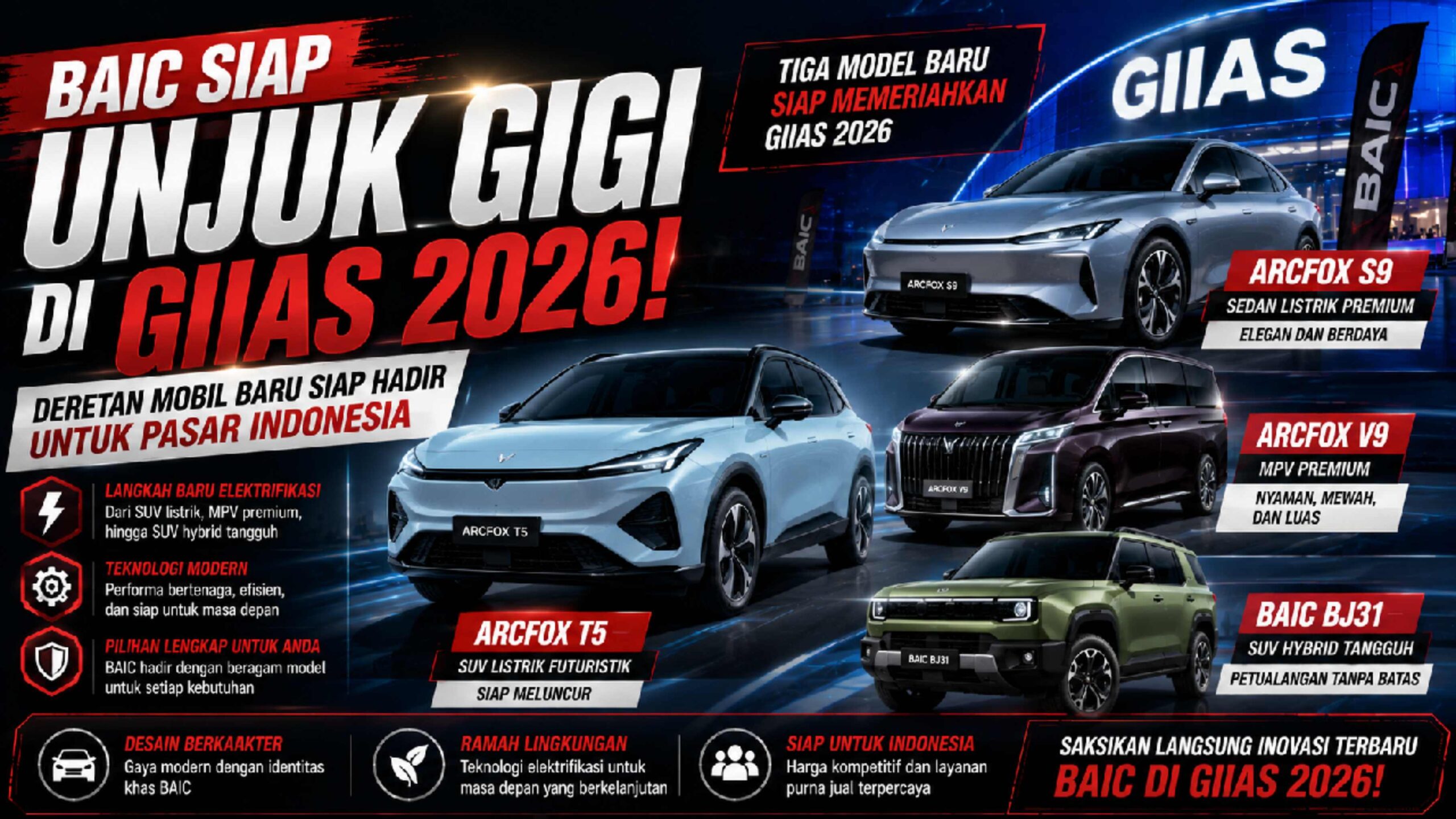 BAIC Siap Ramaikan GIIAS 2026, Deretan Mobil Listrik dan SUV Hybrid Baru Siap Mengaspal