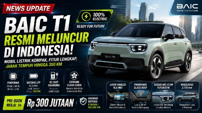 BAIC T1 Resmi Hadir di Indonesia, Mobil Listrik Kompak dengan Teknologi Modern dan Kabin Lega