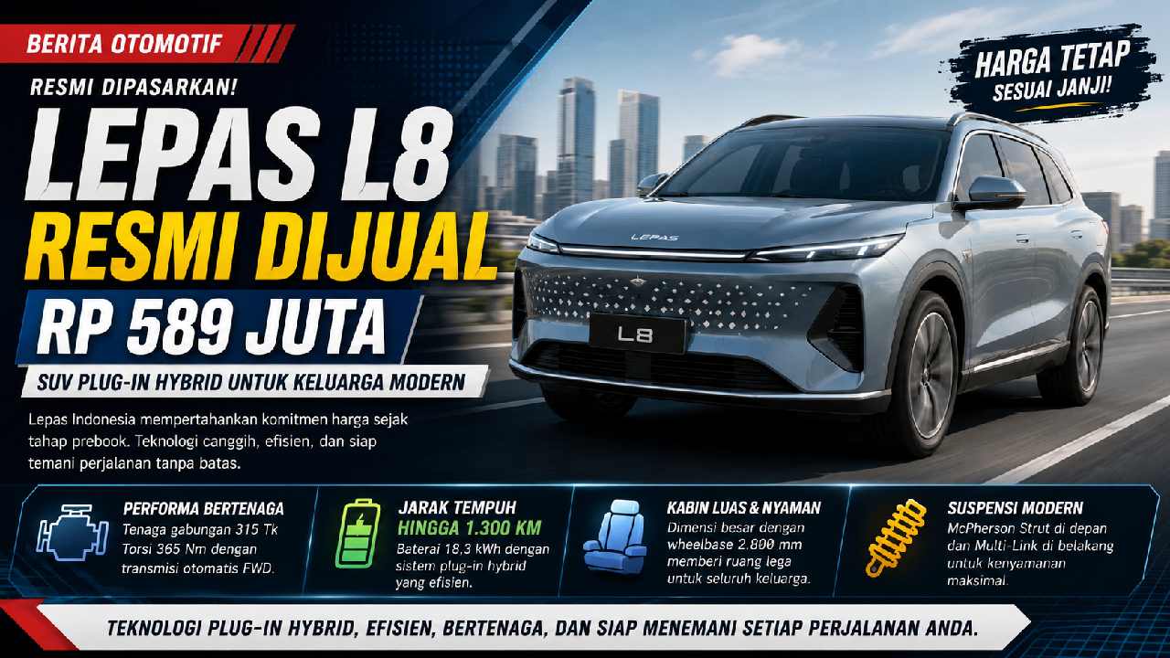 Lepas L8 Resmi Dijual Rp 589 Juta, SUV Plug-in Hybrid dengan Jarak Tempuh hingga 1.300 Km Siap Tantang Pasar Indonesia
