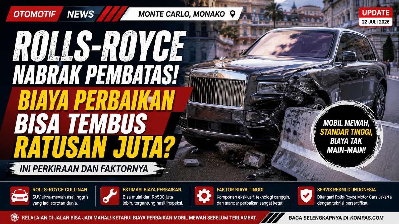 Rolls-Royce Cullinan Tabrak Pembatas Jalan, Benarkah Biaya Perbaikannya Bisa Tembus Ratusan Juta?