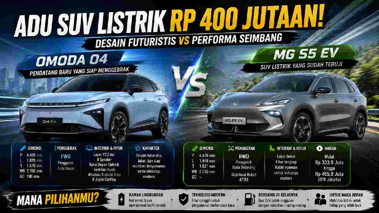 Omoda O4 vs MG S5 EV Duel SUV Listrik Rp 400 Jutaan Makin Panas