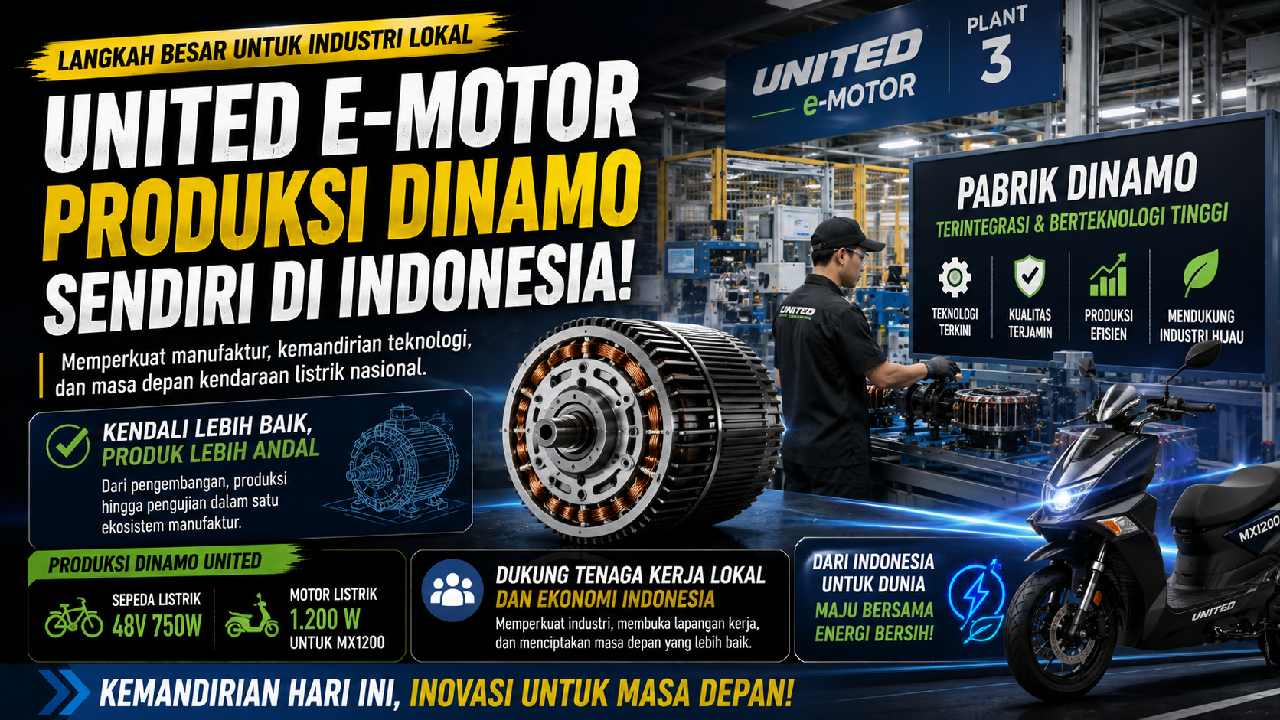 United E-Motor Produksi Dinamo Sendiri, Manufaktur Kendaraan Listrik Lokal Makin Kuat